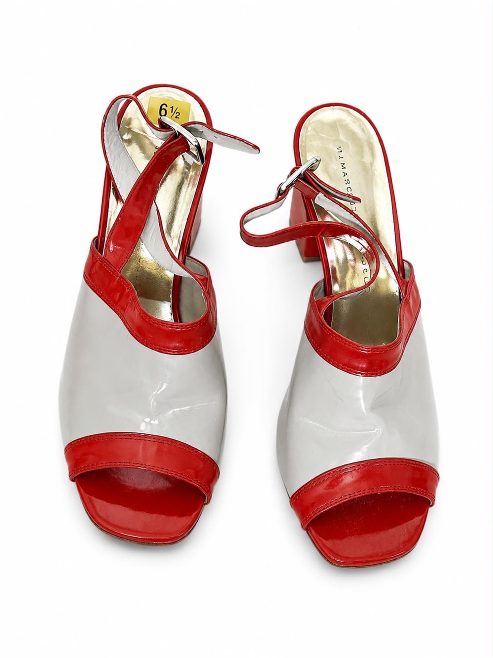 Marc By Marc Jacobs Red and Cream Open-Toe Slingback Heels